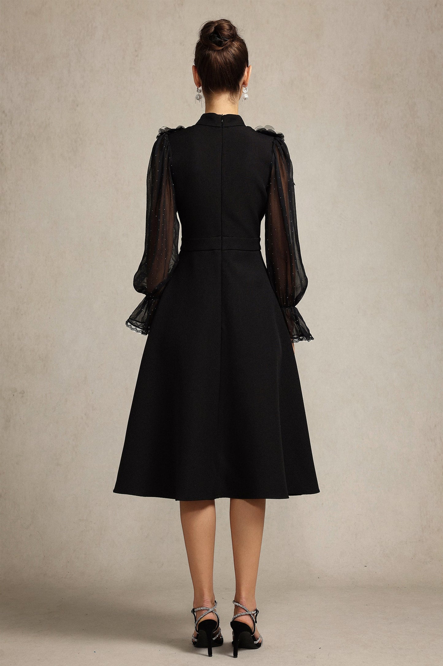 hannah Long Sleeves False Two-Piece Flowers Midi Dress