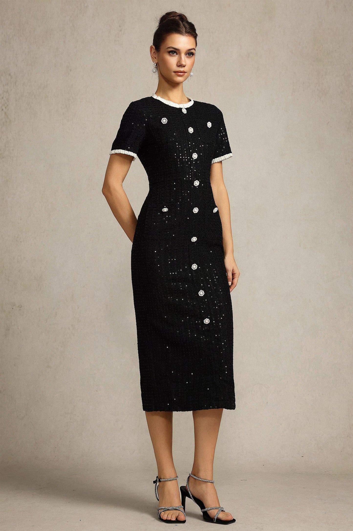 jennifer Round Neck Short Sleeves Midii Dress