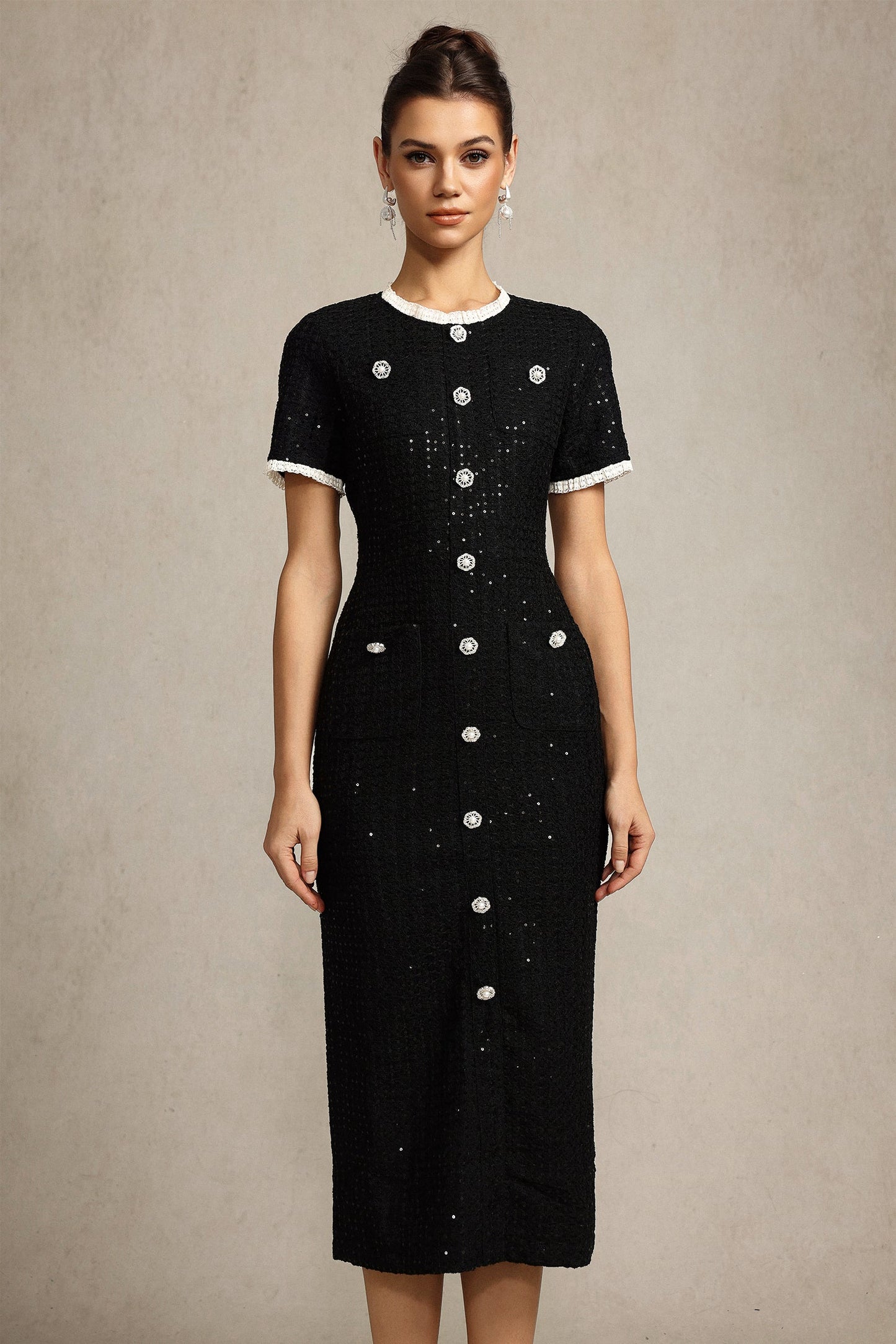 jennifer Round Neck Short Sleeves Midii Dress