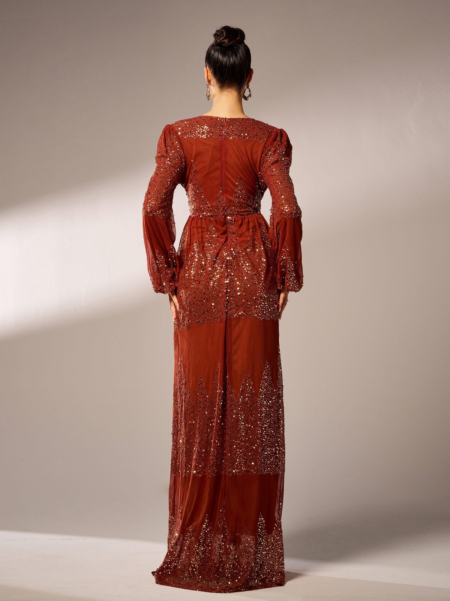 Sexy V-neck Slit Sequin Prom Dress