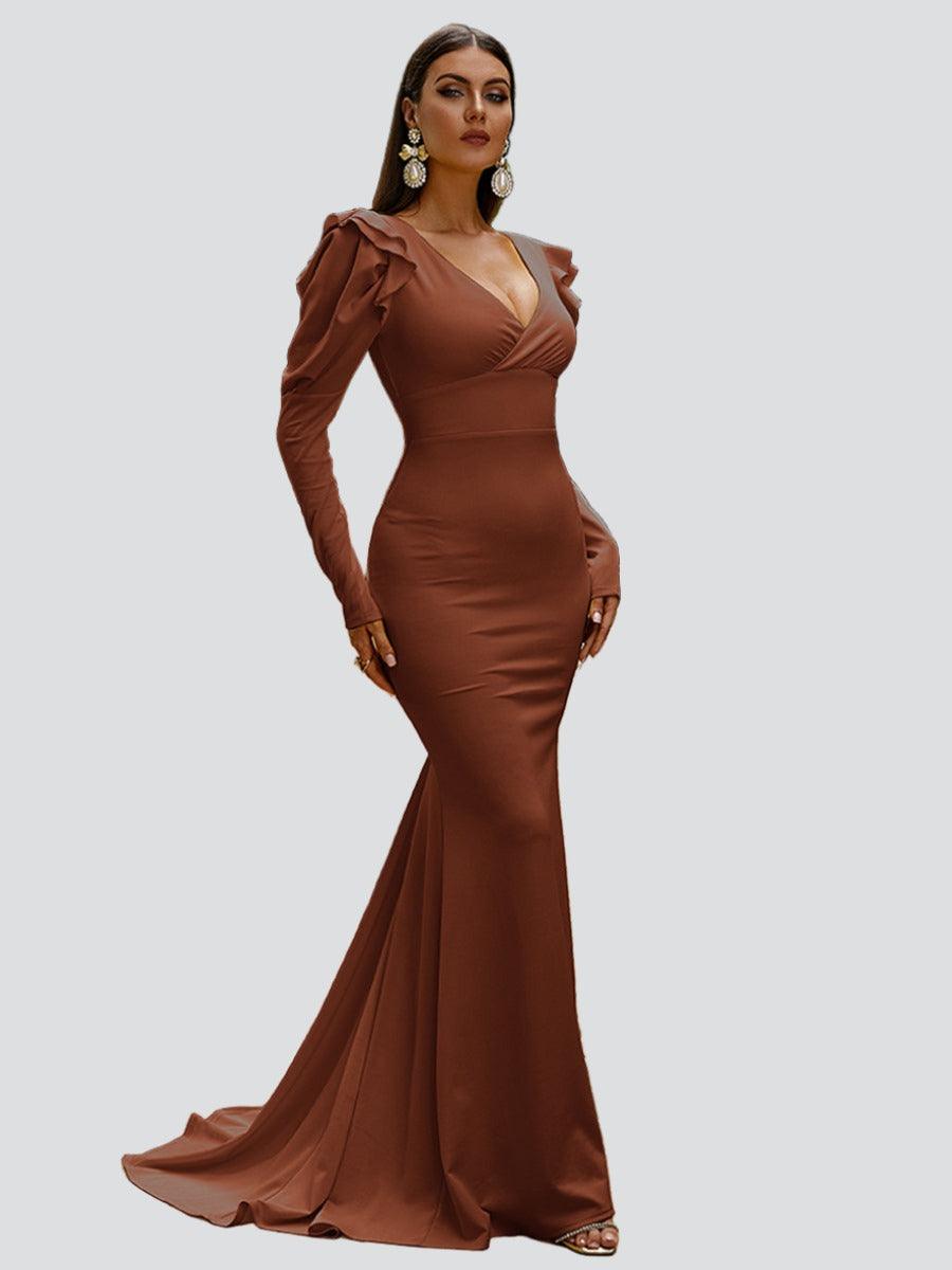 Puff Sleeve Mermaid Maxi Dress