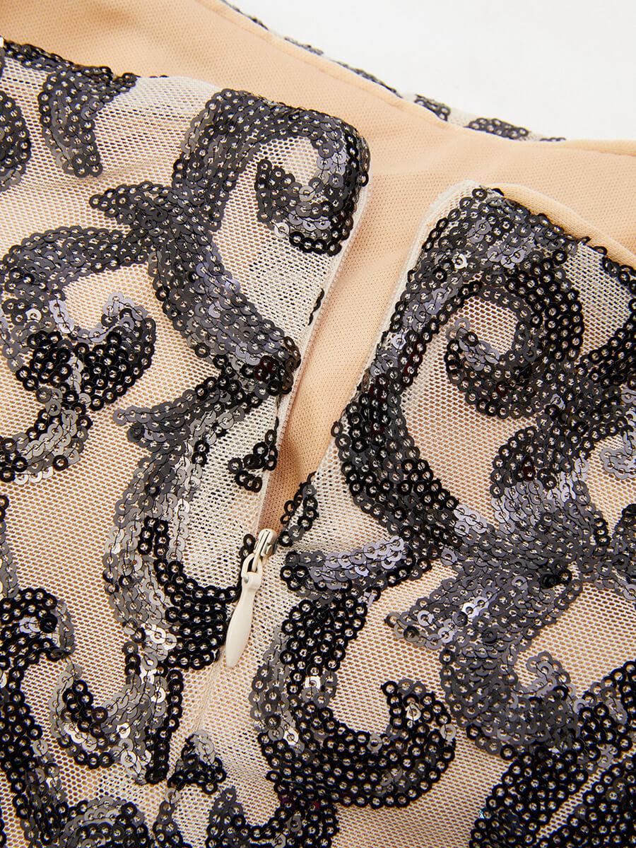 Spaghetti Black Split Maxi Sequin Dress