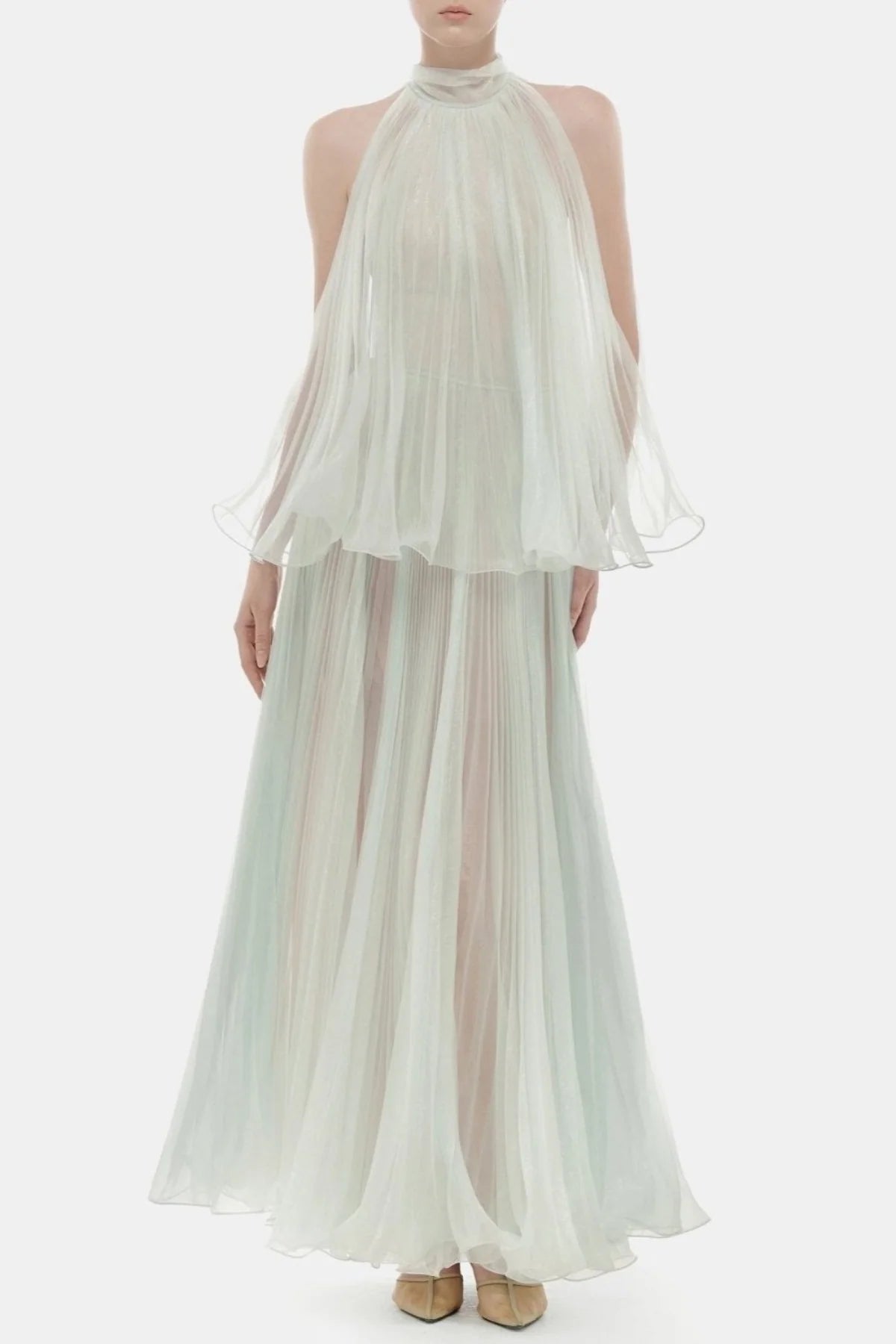 georgia Sleeveless Pleated Maxi Dress - Mint