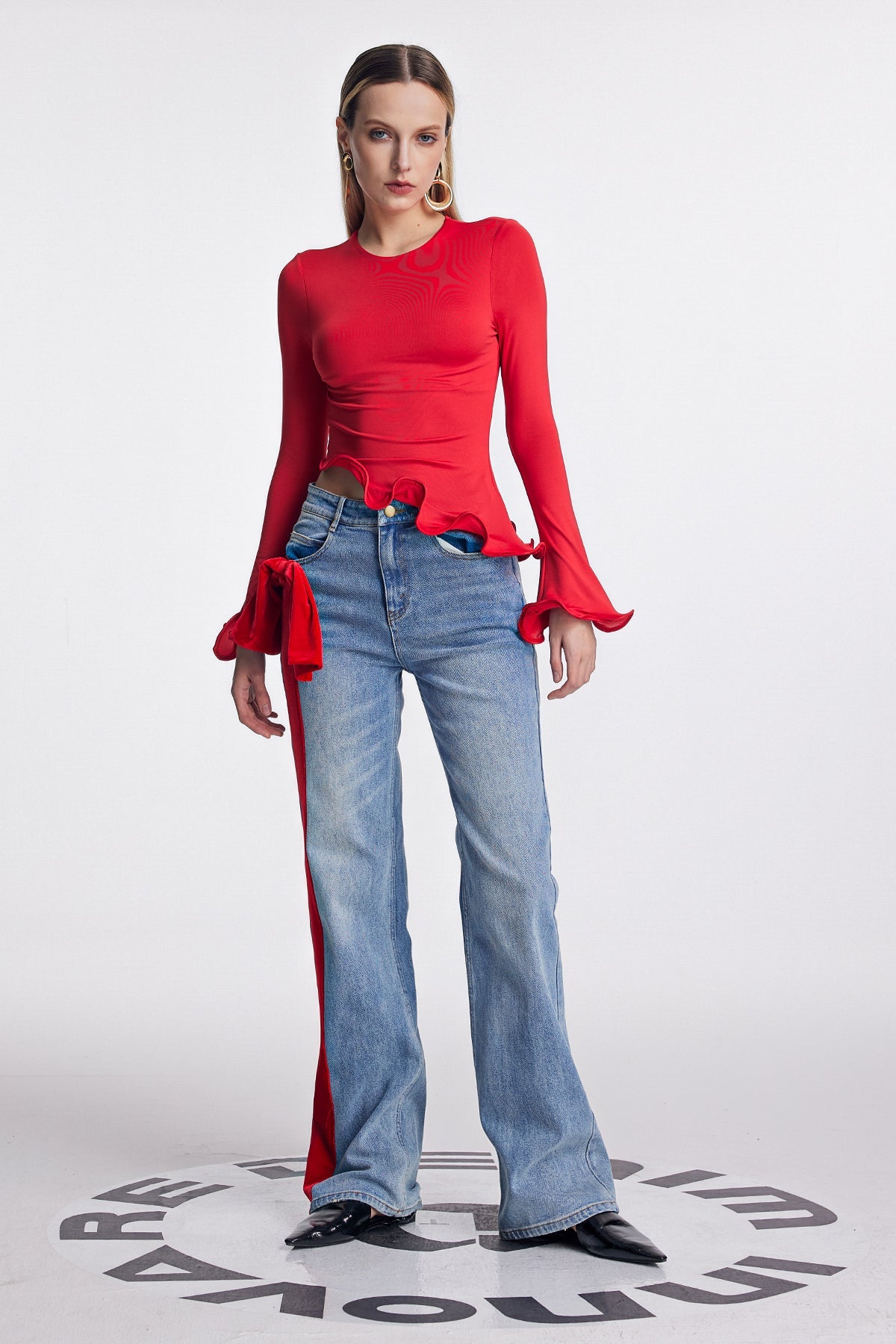 Alize Ruffle Bodycon Asymmetric Top