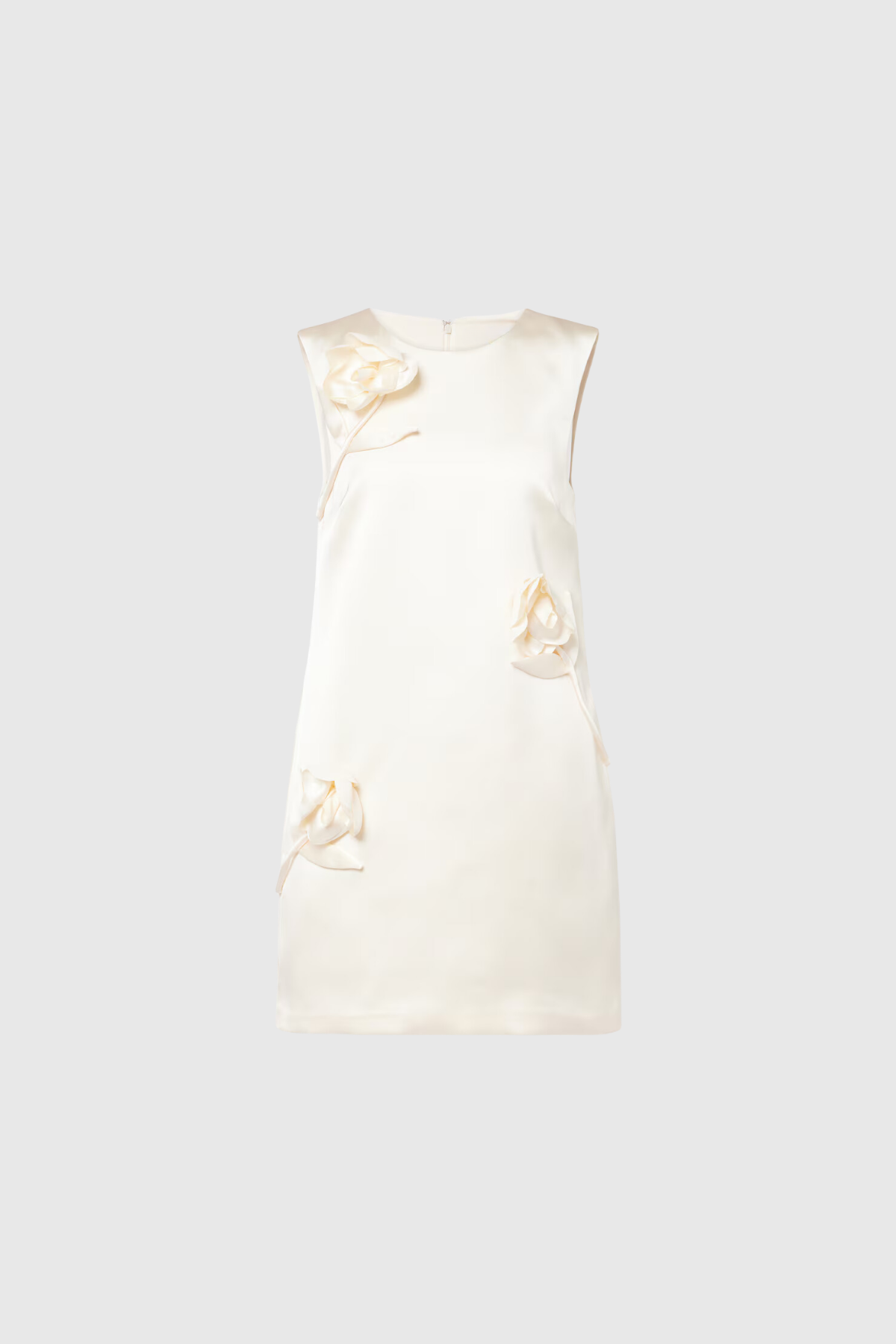 Andeana Flower Sleeveless Satin Mini Dress