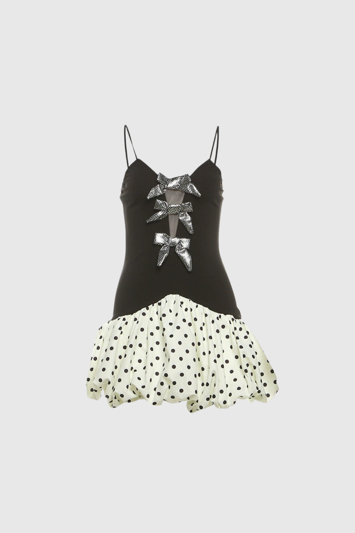 Anelia Bow Dot Spaghetti Mini Dress