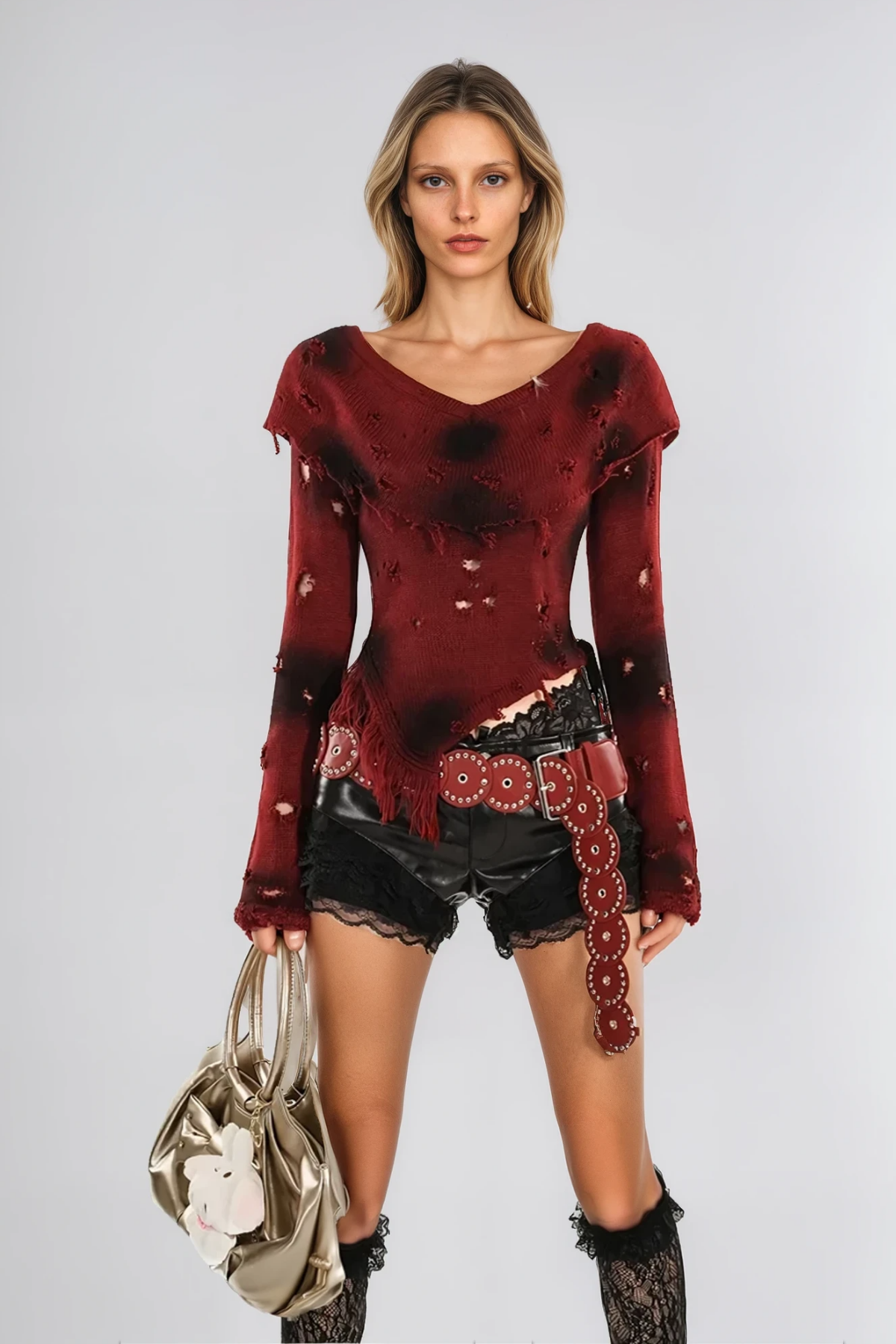 Anpaytoo Off Shoulder Cutout Asymmetric Top