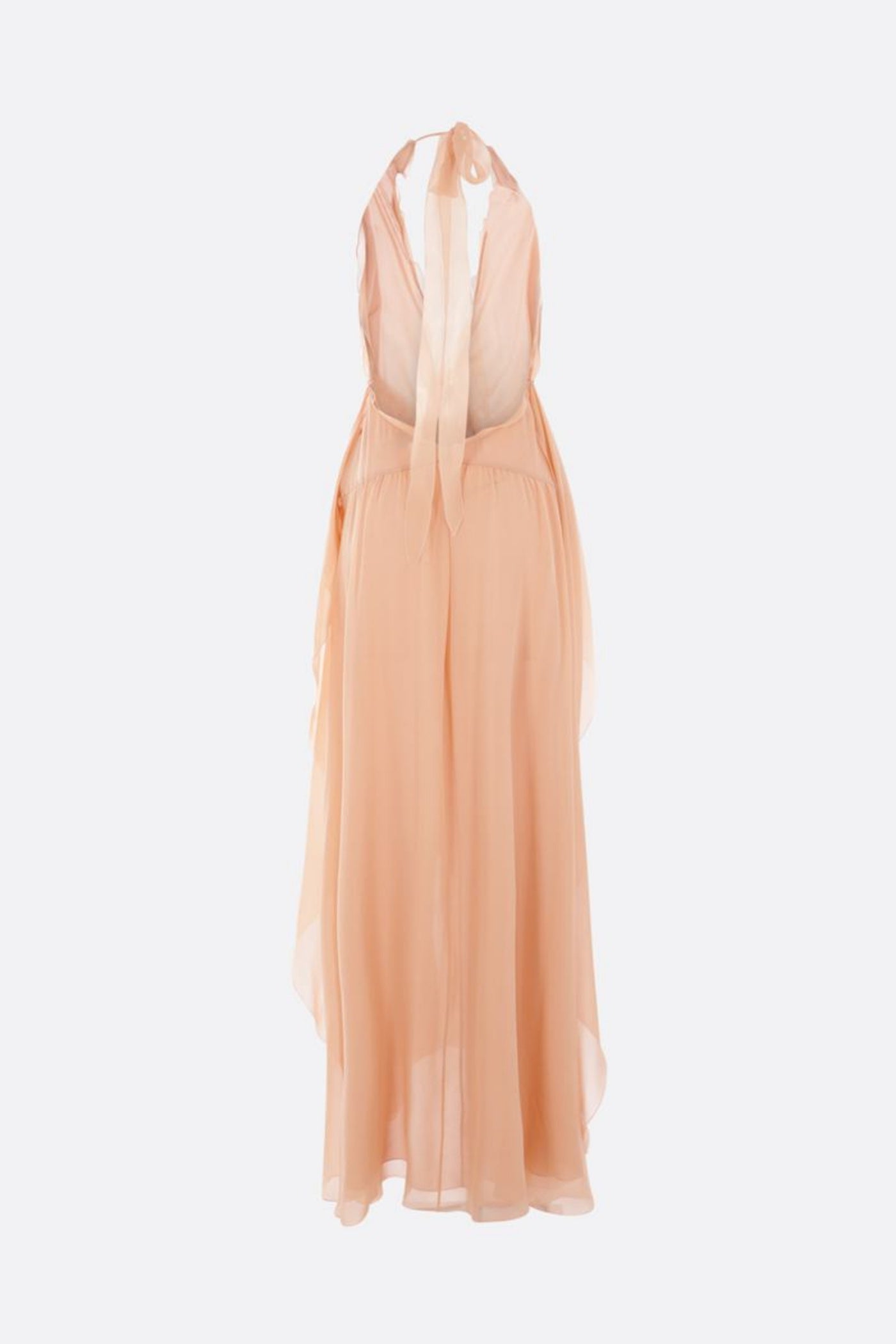 Aonaver Floral Ruffle Halter Maxi Dress - Pink