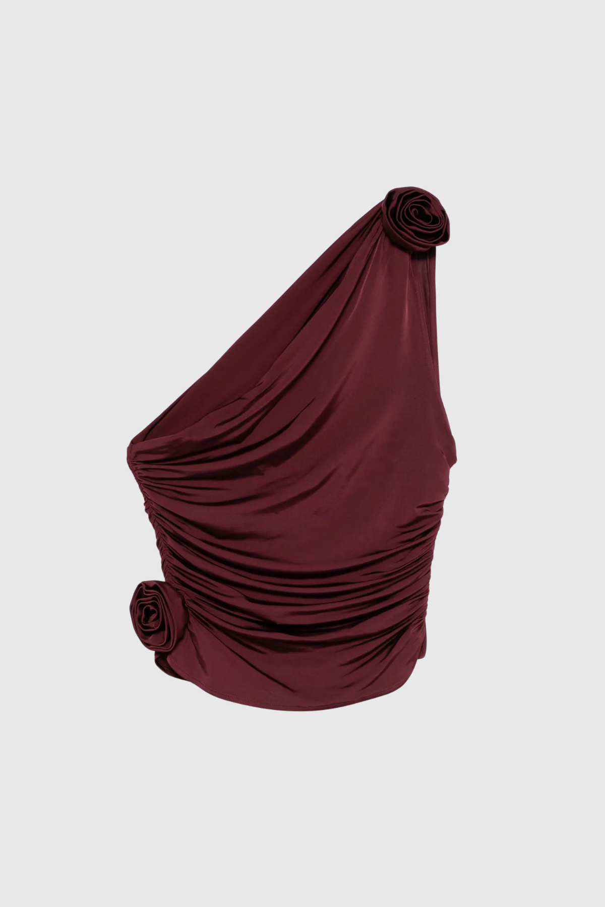 Argyris Flower Ruch One Shouder Top In Red