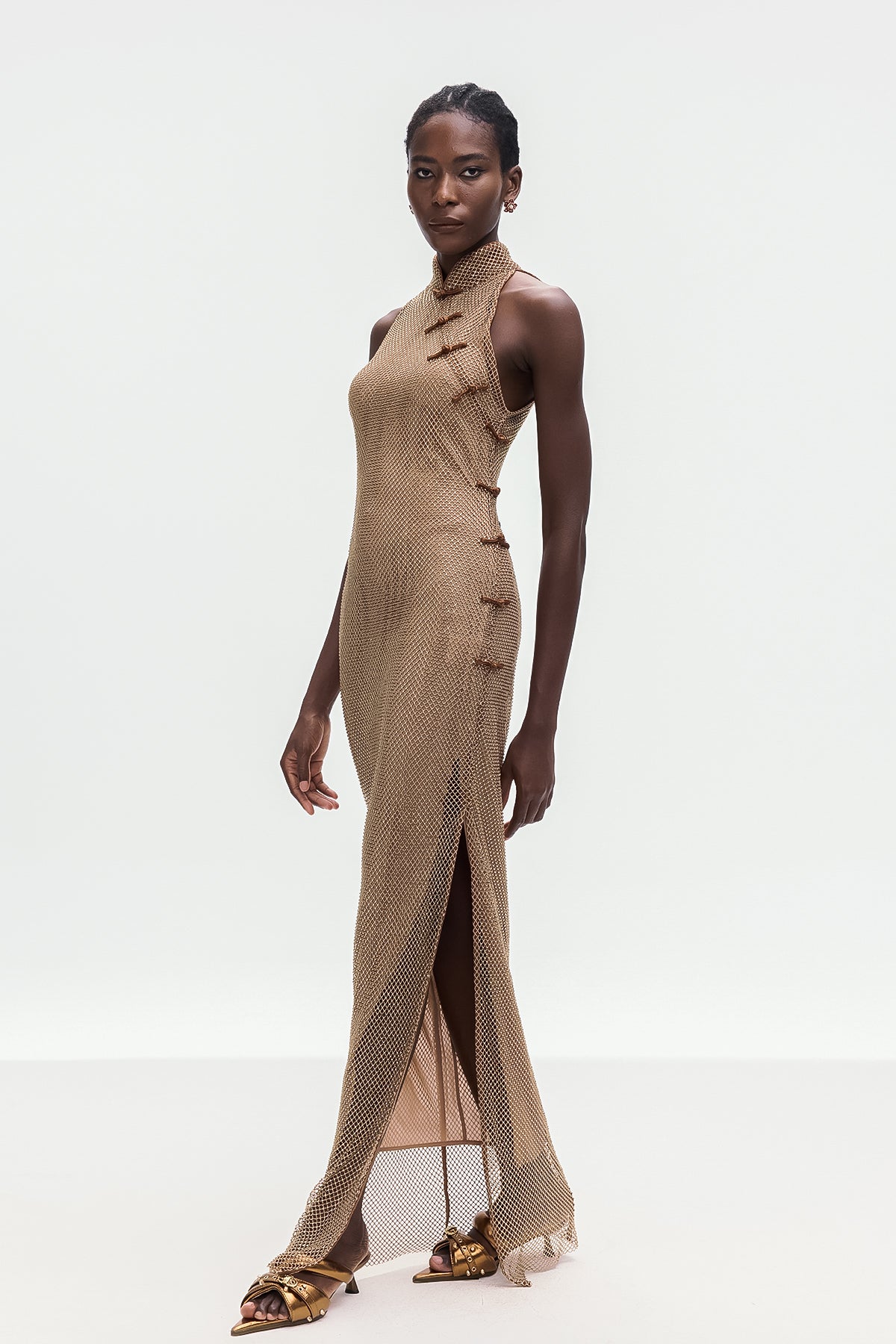 Beste Gold Rhinestone Qipao Dress