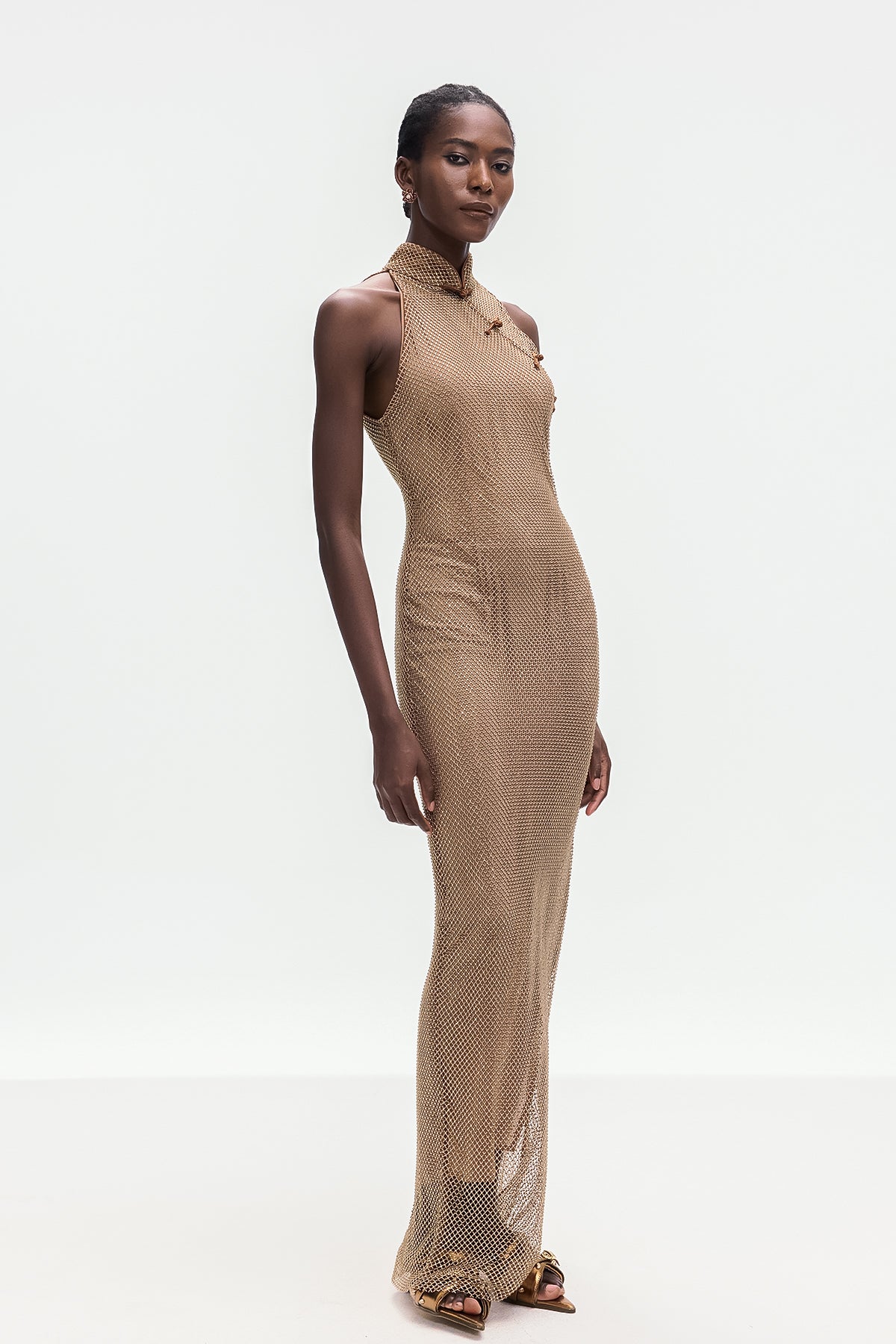 Beste Gold Rhinestone Qipao Dress