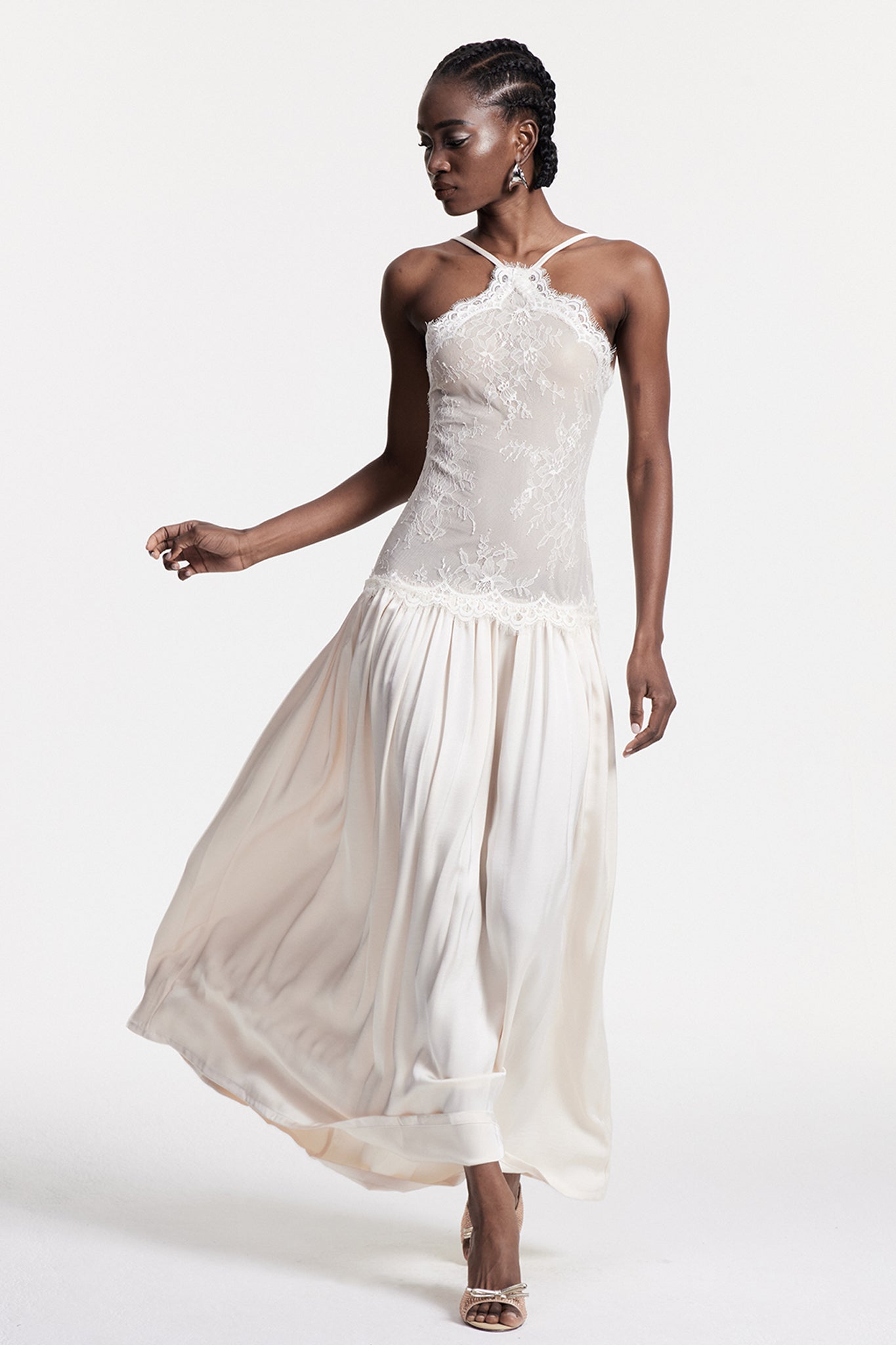 Cadwalader Lace Floral Ruch Maxi Dress