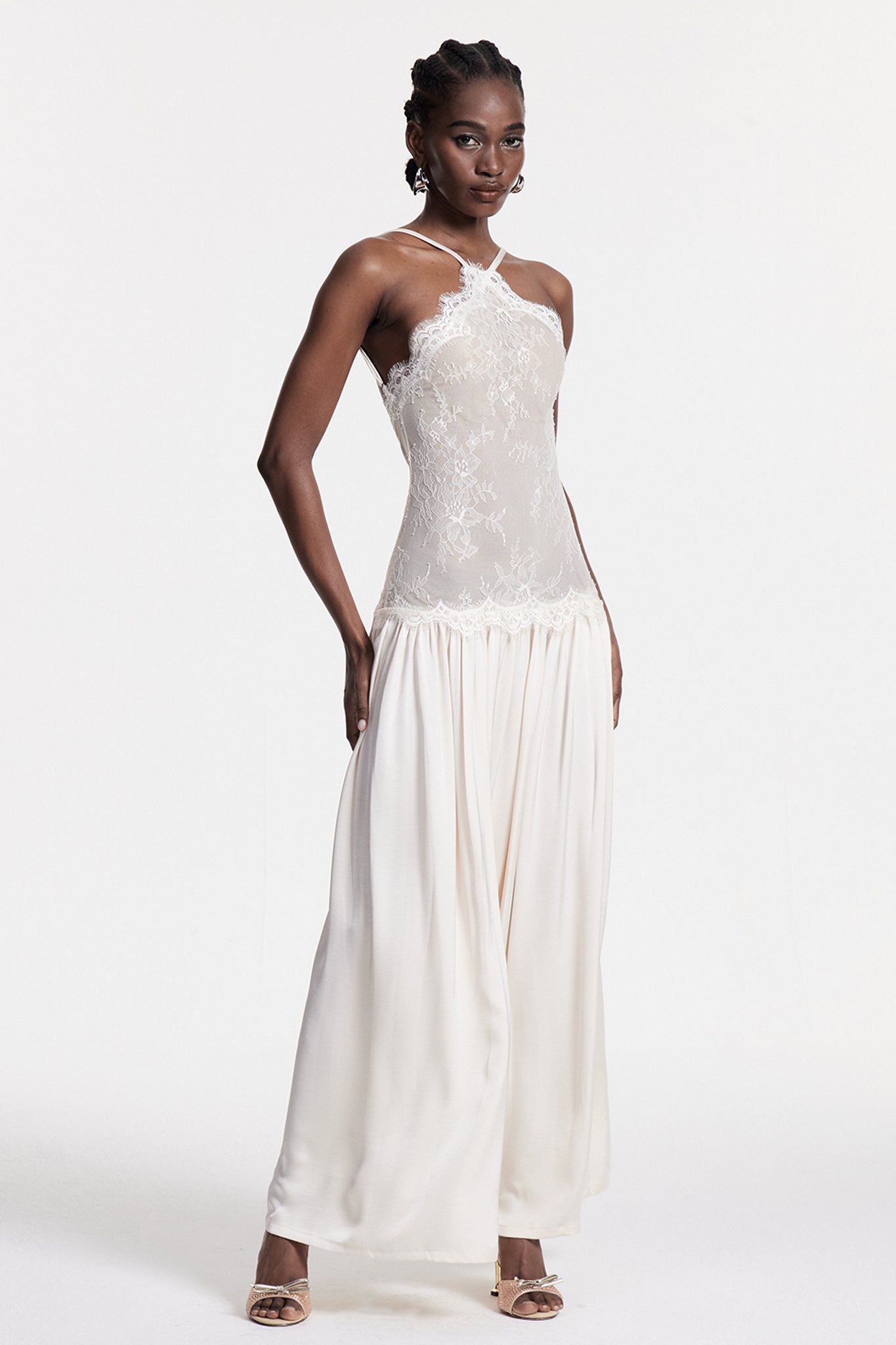 Cadwalader Lace Floral Ruch Maxi Dress