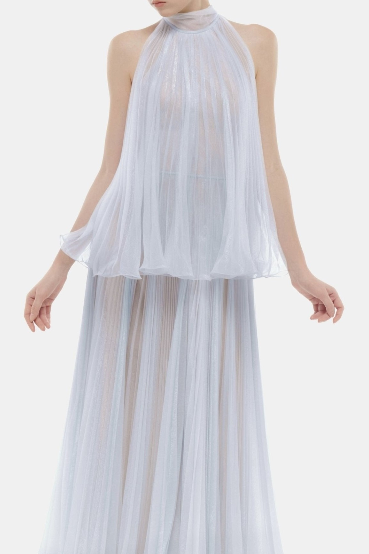 georgia Sleeveless Pleated Maxi Dress - Purple