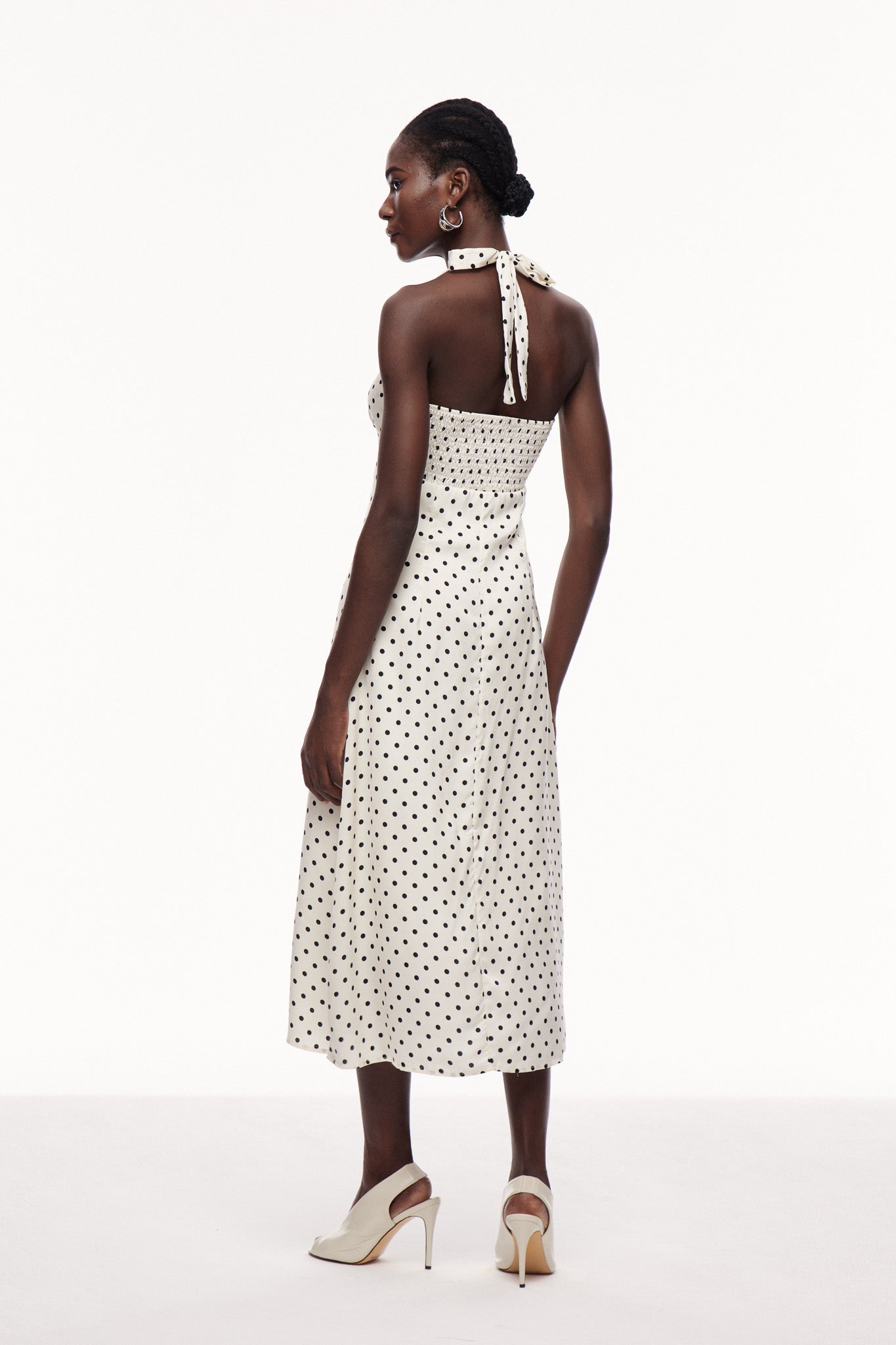 Cavad Dot Halter Neck Maxi Dress