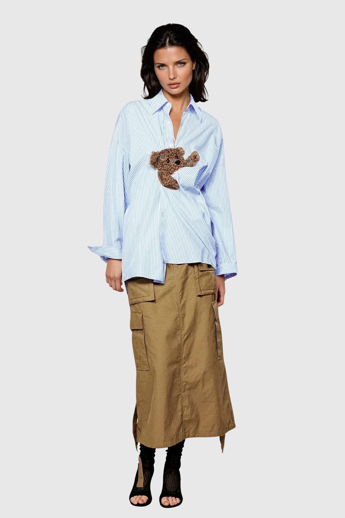 Dagney Stripe Embroidered Shirt Top