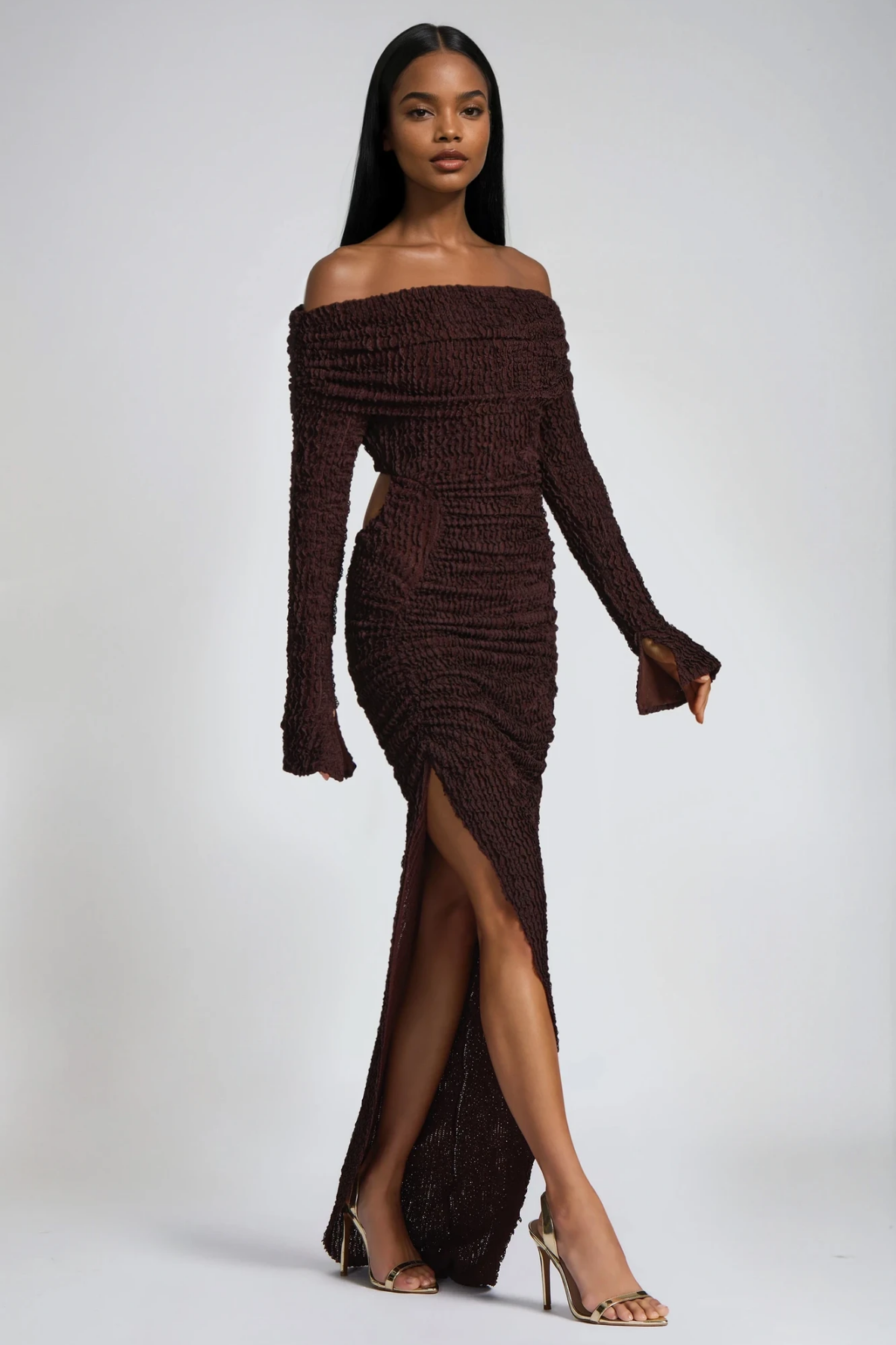 Danica Cutout High Split Ruch Maxi Dress