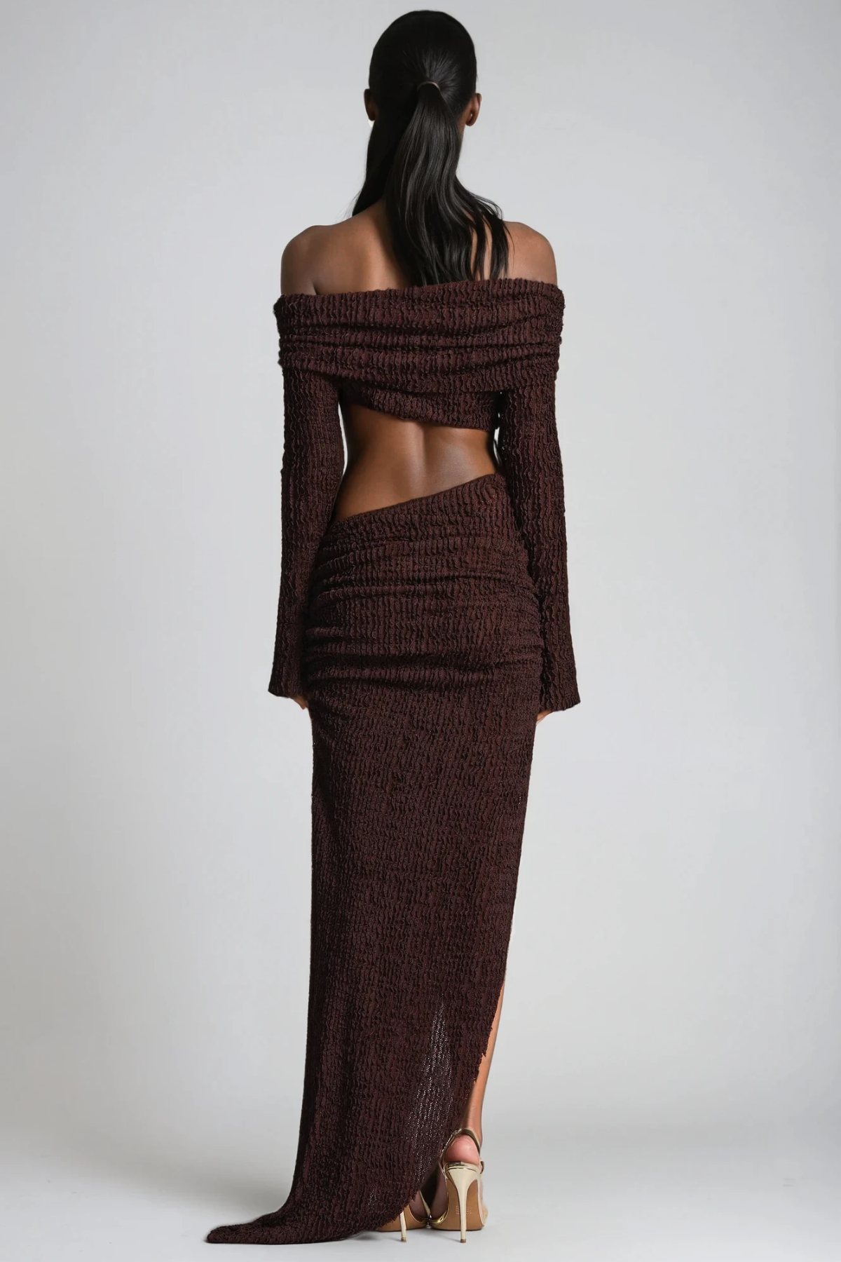 Danica Cutout High Split Ruch Maxi Dress