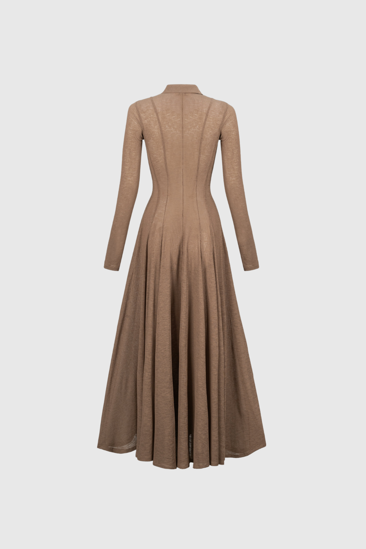 Dany Long Sleeve Ruffle Knit Maxi Dress In Khaki