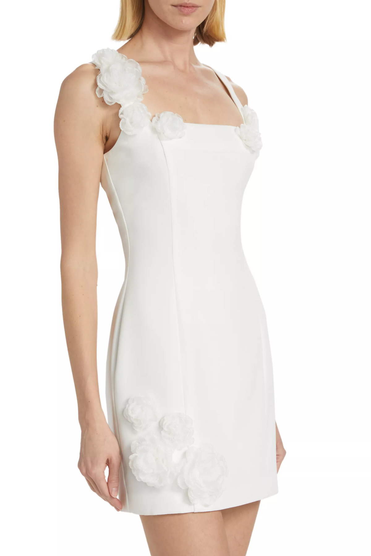 Dilanne Floral Appliqué Mini Dress - White