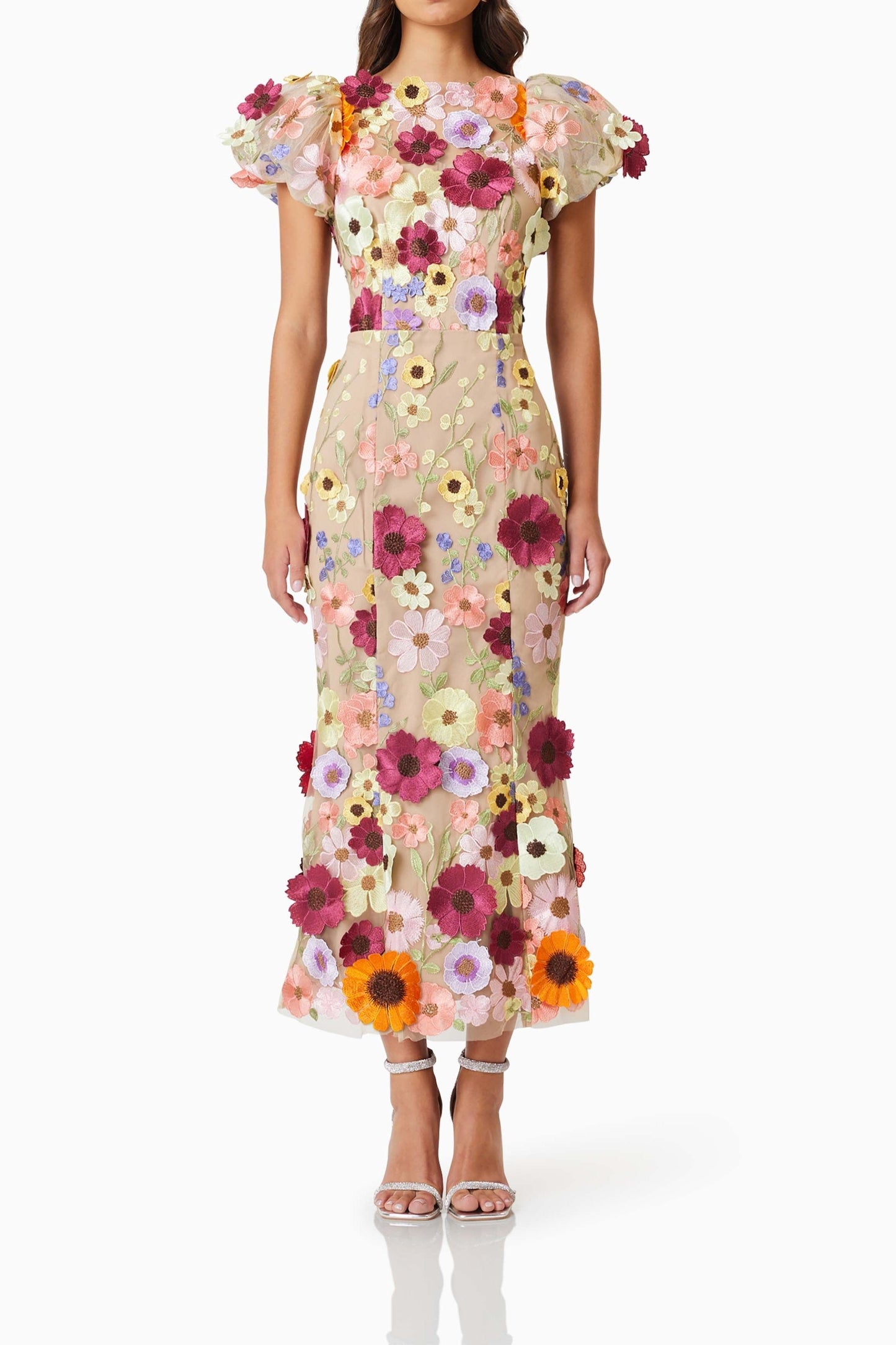 madeline 3D Lace Maxi Dress In Pink