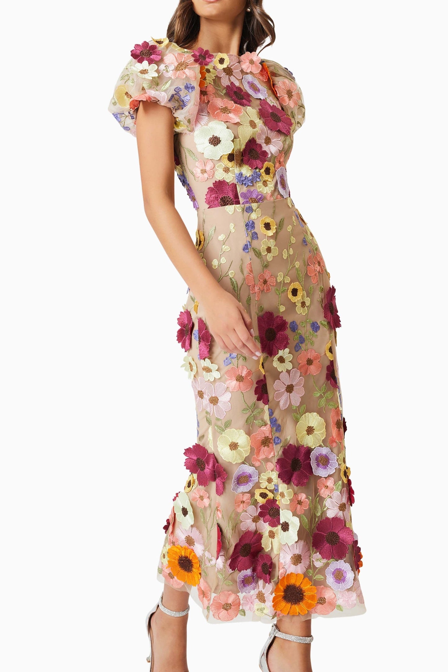 madeline 3D Lace Maxi Dress In Pink