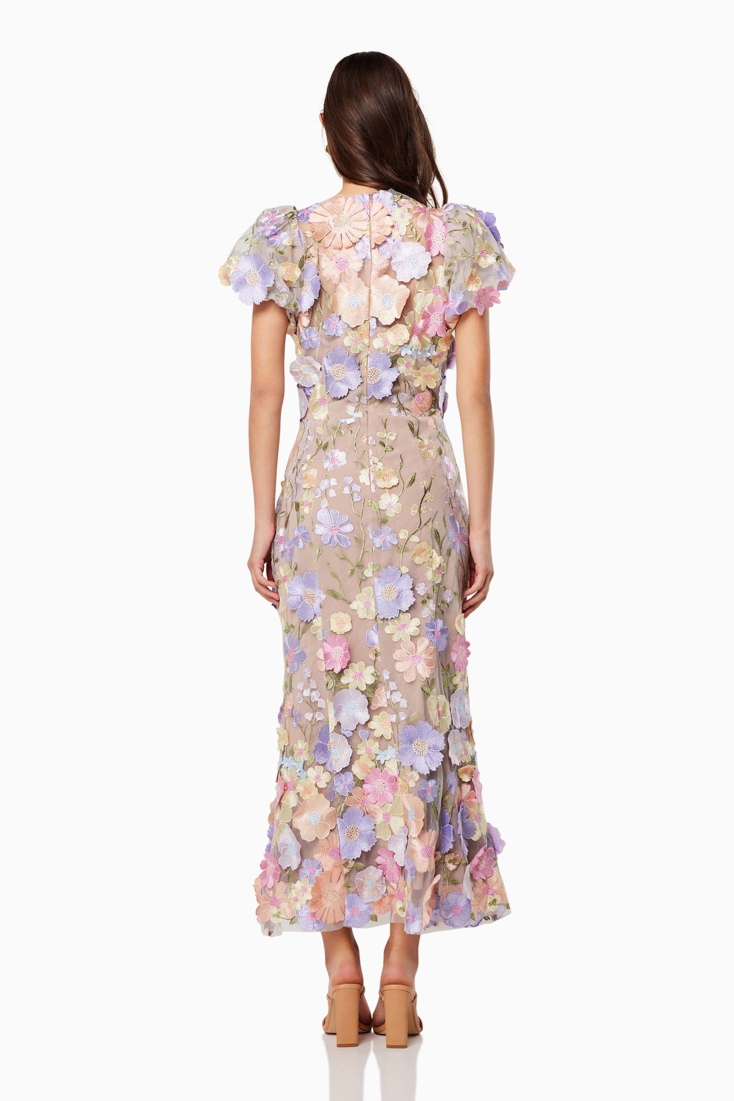 madeline 3D Lace Maxi Dress In Purple