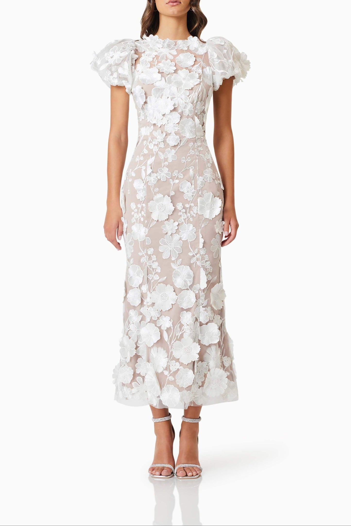 madeline 3D Lace Maxi Dress In White
