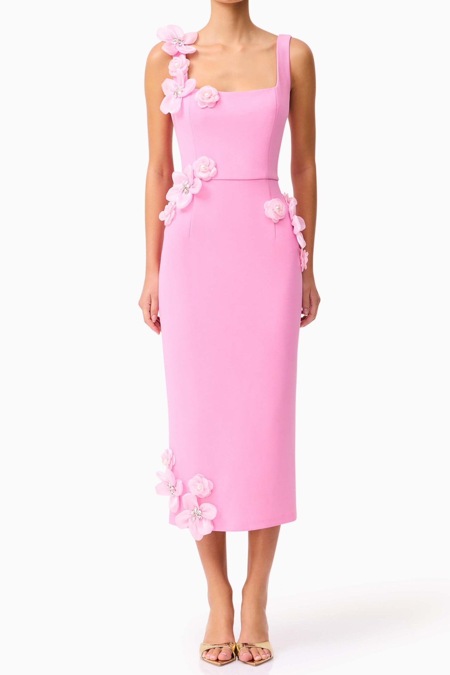 Chantelle 3D Midi Dress in Pink