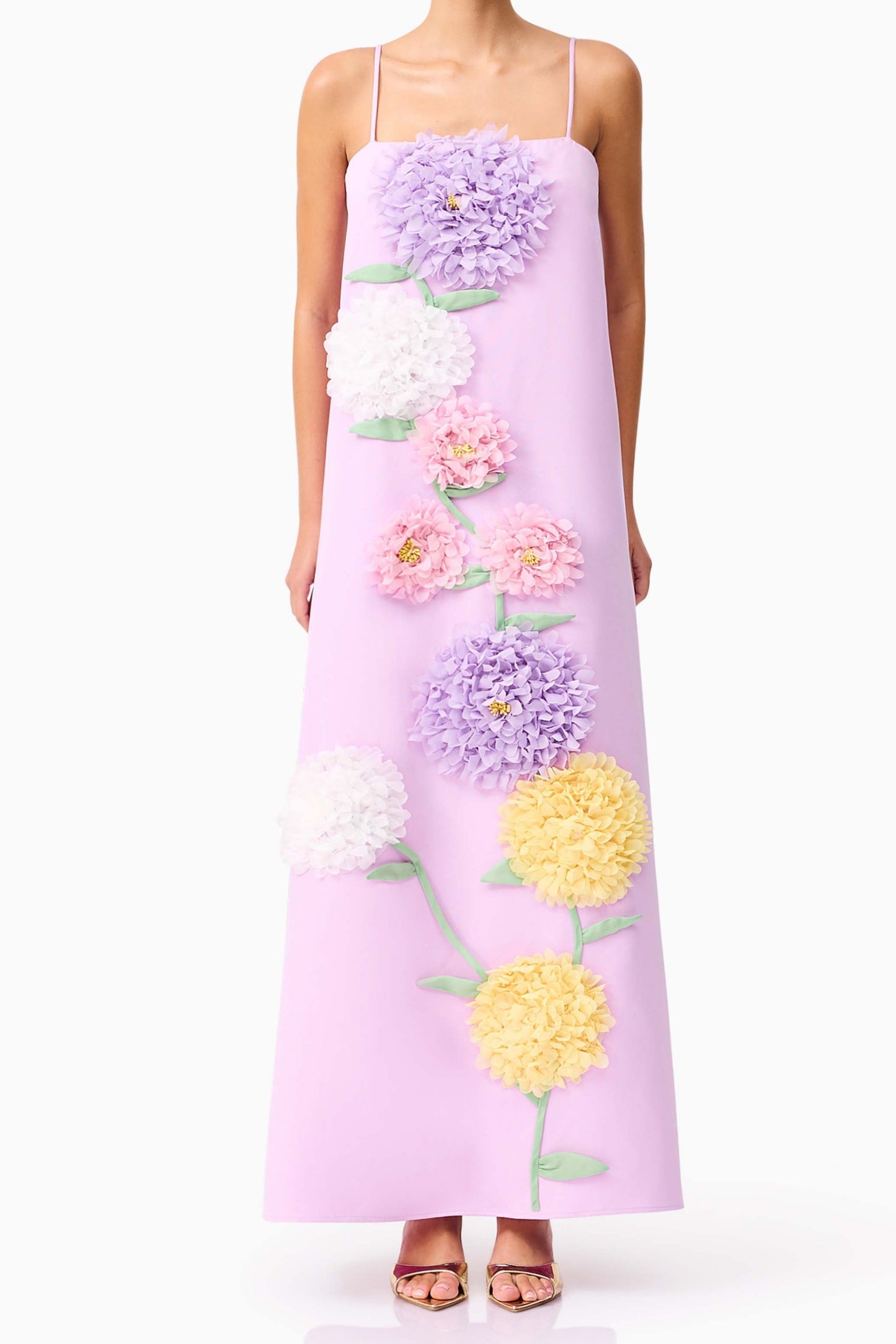 aaliyah Buttercup Embroidered Maxi Dress in Purple