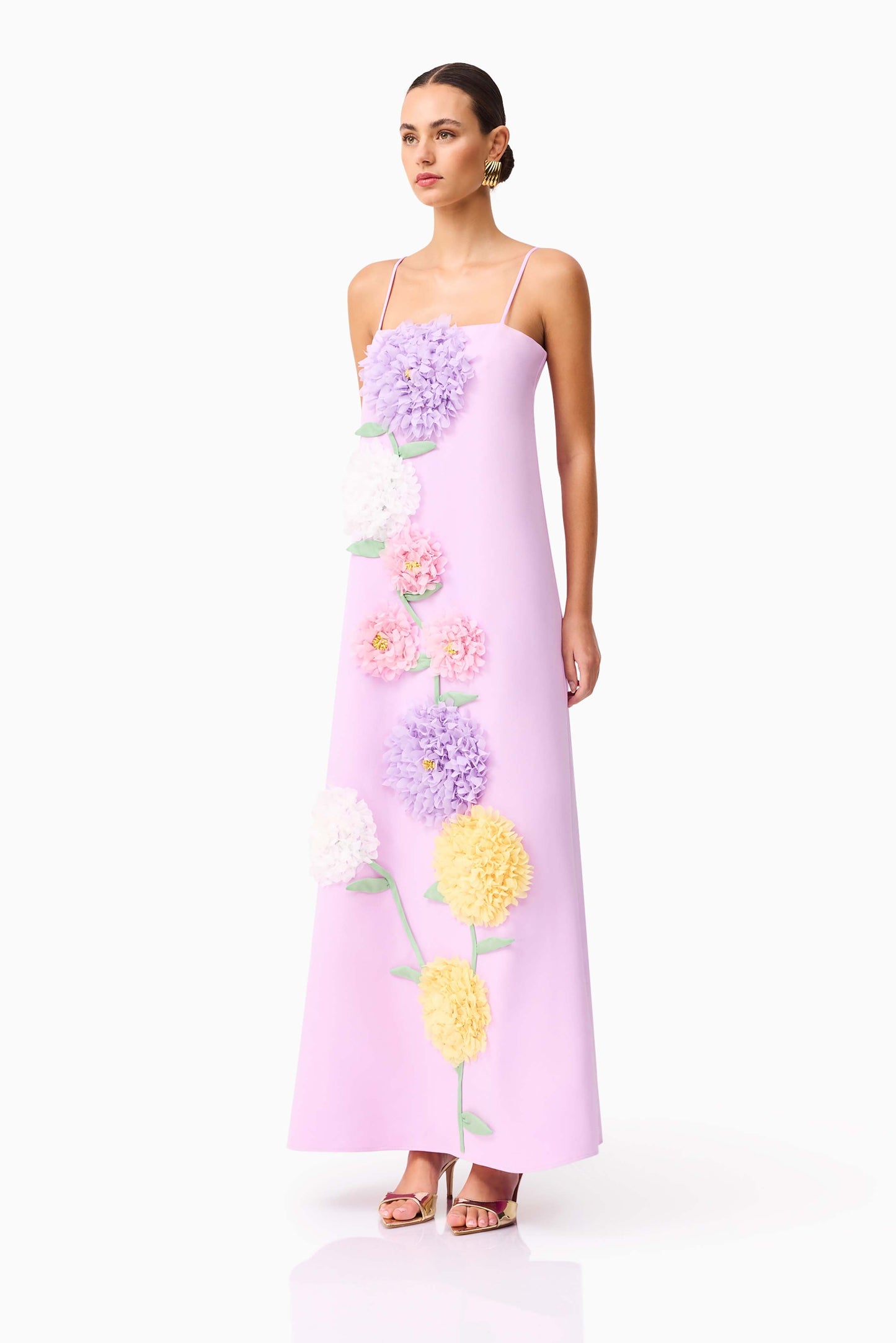 aaliyah Buttercup Embroidered Maxi Dress in Purple
