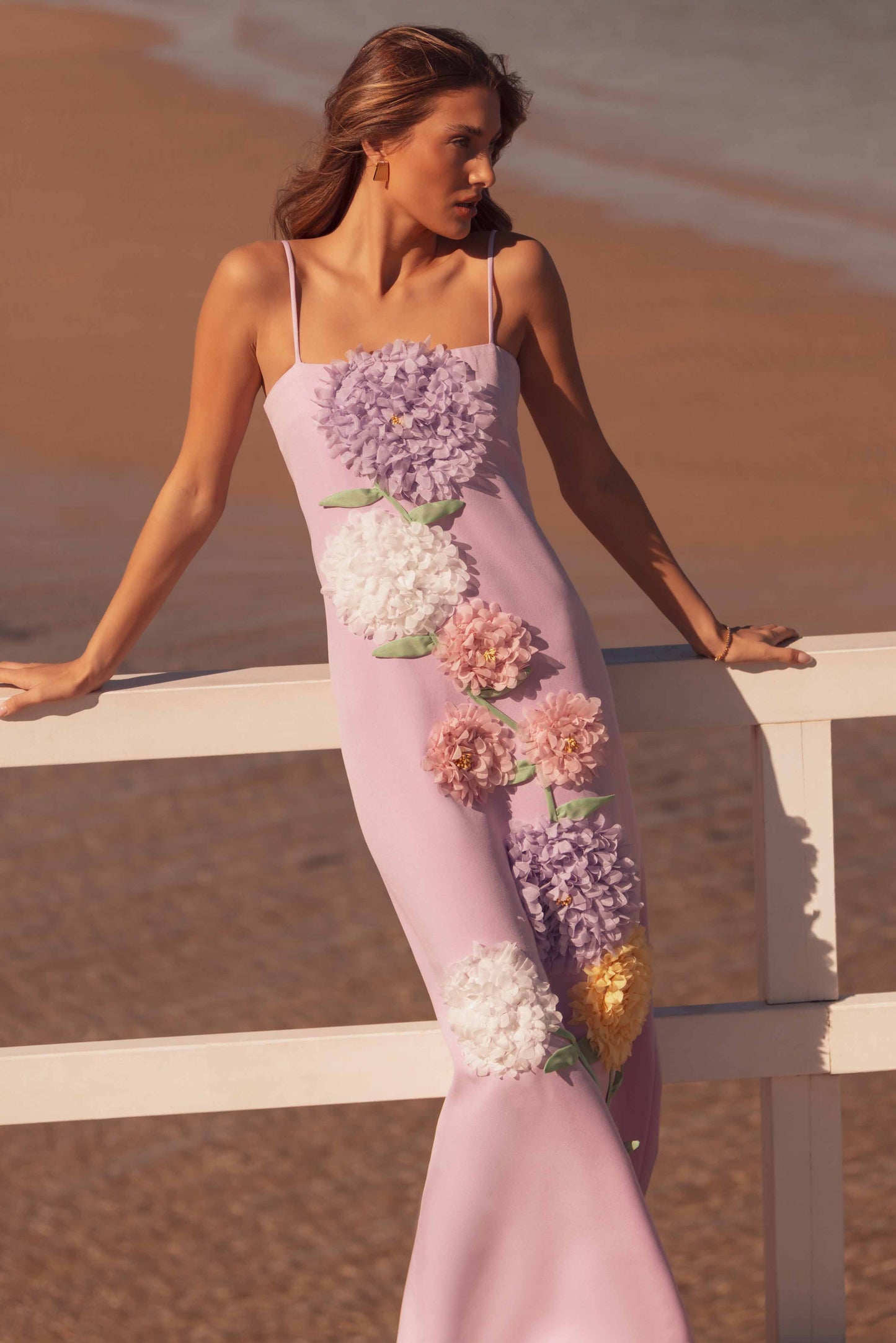 aaliyah Buttercup Embroidered Maxi Dress in Purple