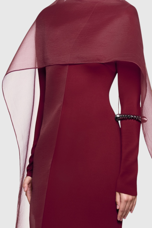 Iraseza Overlay Shawl Maxi Dress - Wine
