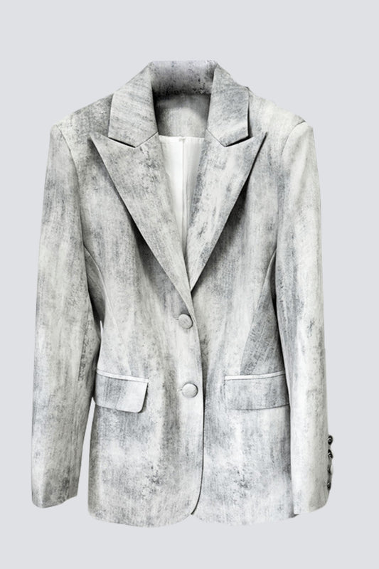 Isleta Print Blazer Two Piece Set - Grey