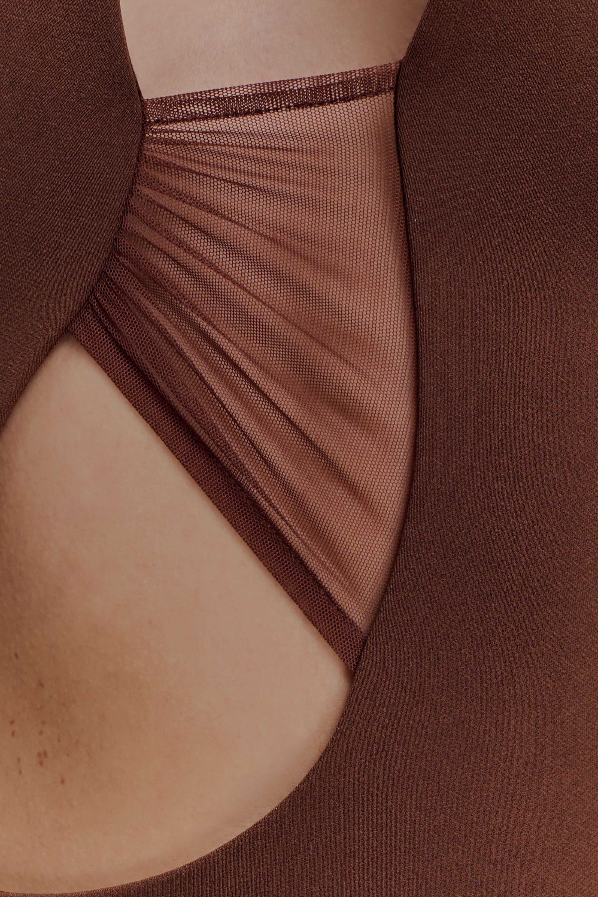 Kimba Halter Cutout Mesh Maxi Dress - Chocolate