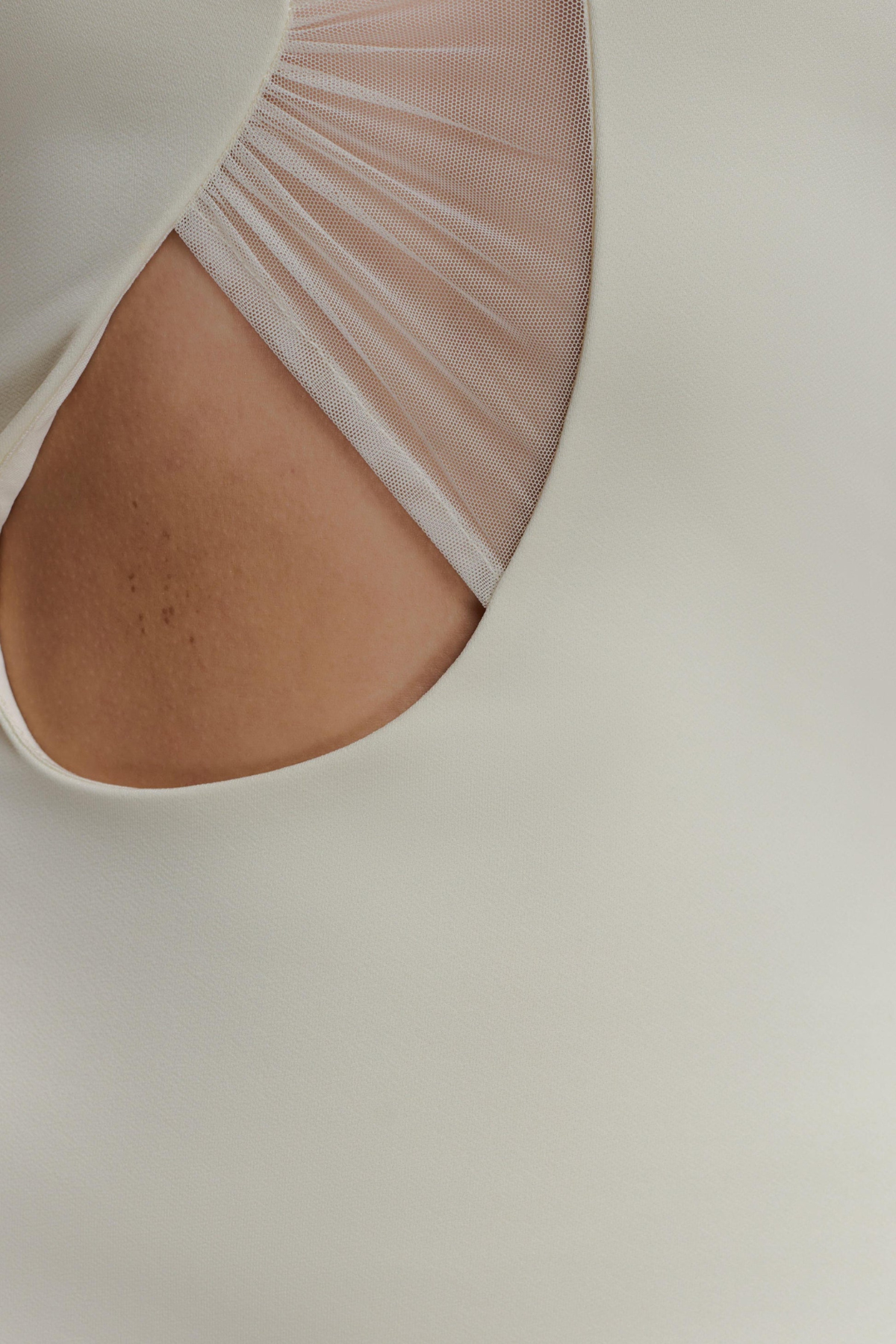 Kimba Halter Cutout Mesh Maxi Dress - White