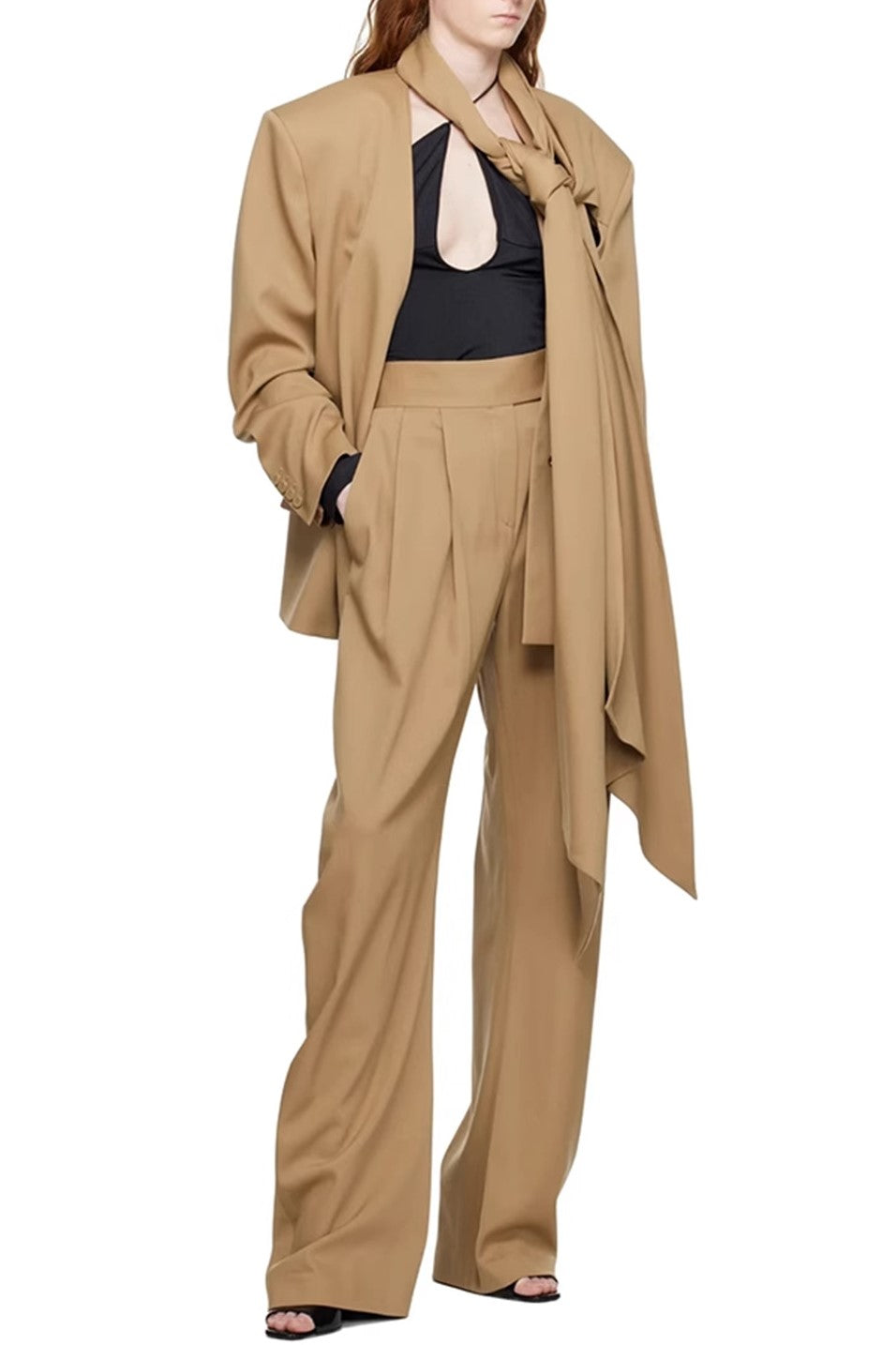 Lana Cutout Asymmetric Blazer - Brown