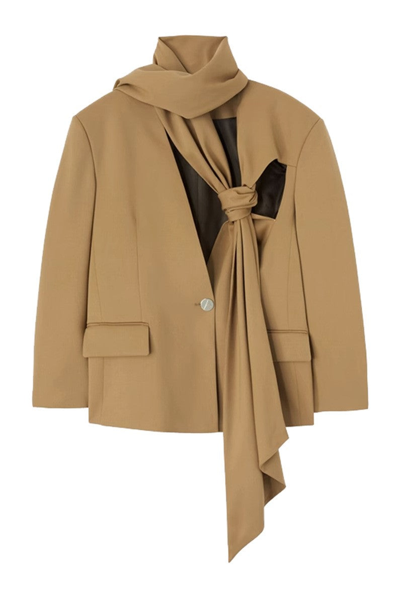 Lana Cutout Asymmetric Blazer - Brown