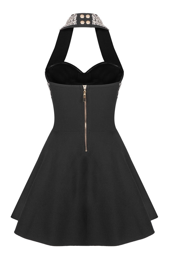 Leticia Crystal Halter Mini Bandage Dress