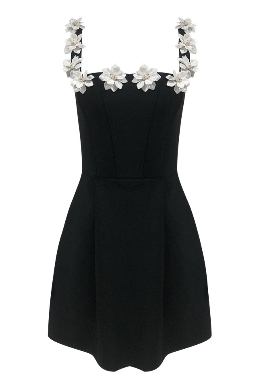 Lyra Floral Embellished Mini Bandage Dress - Black