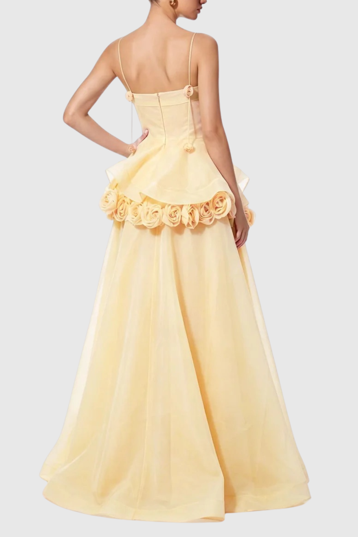 Mairero Floral Appliqué Maxi Dress - Yellow