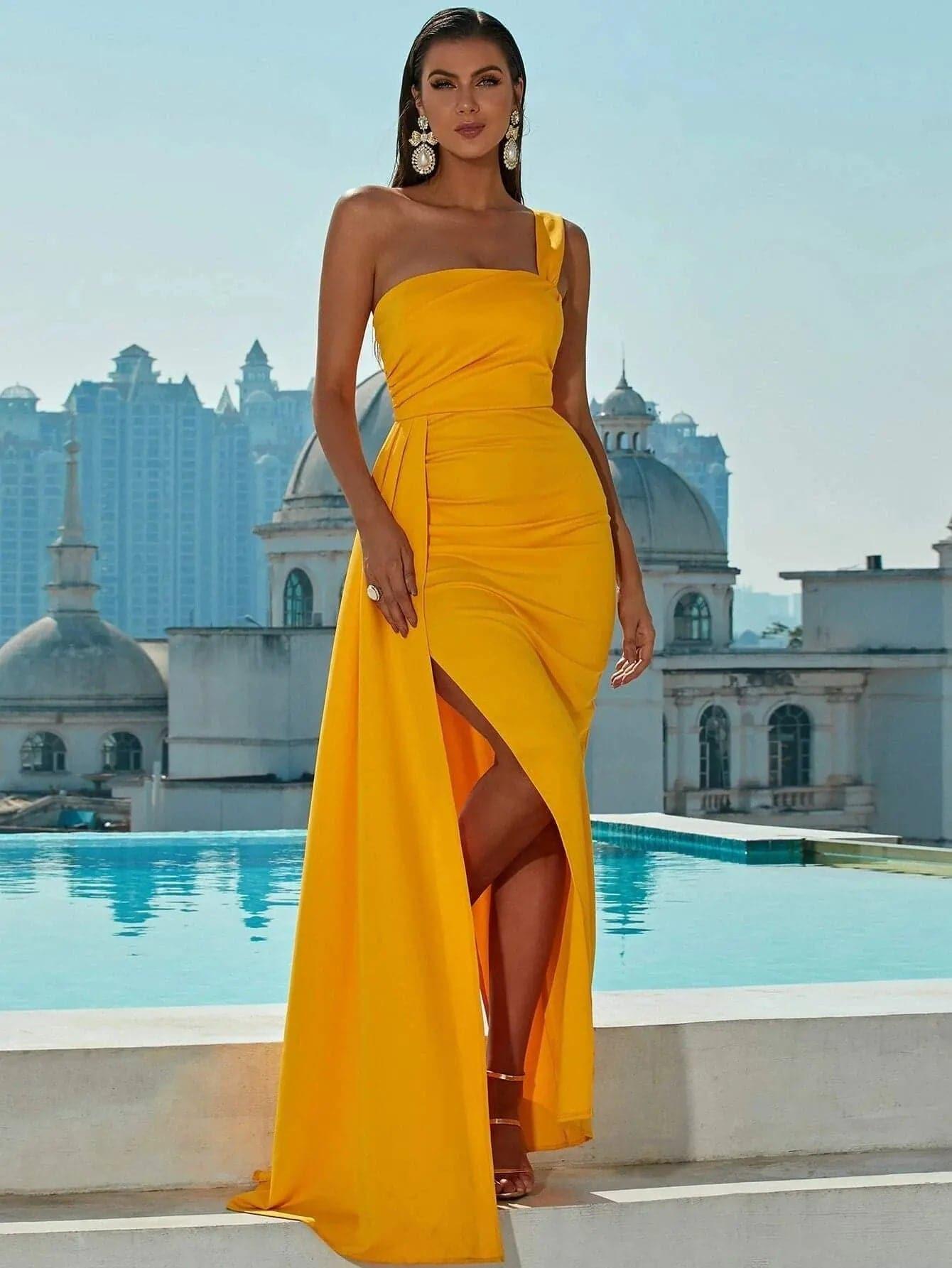 Draping Maxi Prom Dress