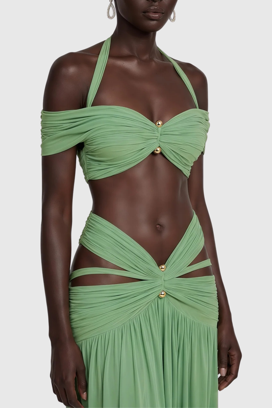 Nirvana Halter Top & Maxi Skirt Set - Green