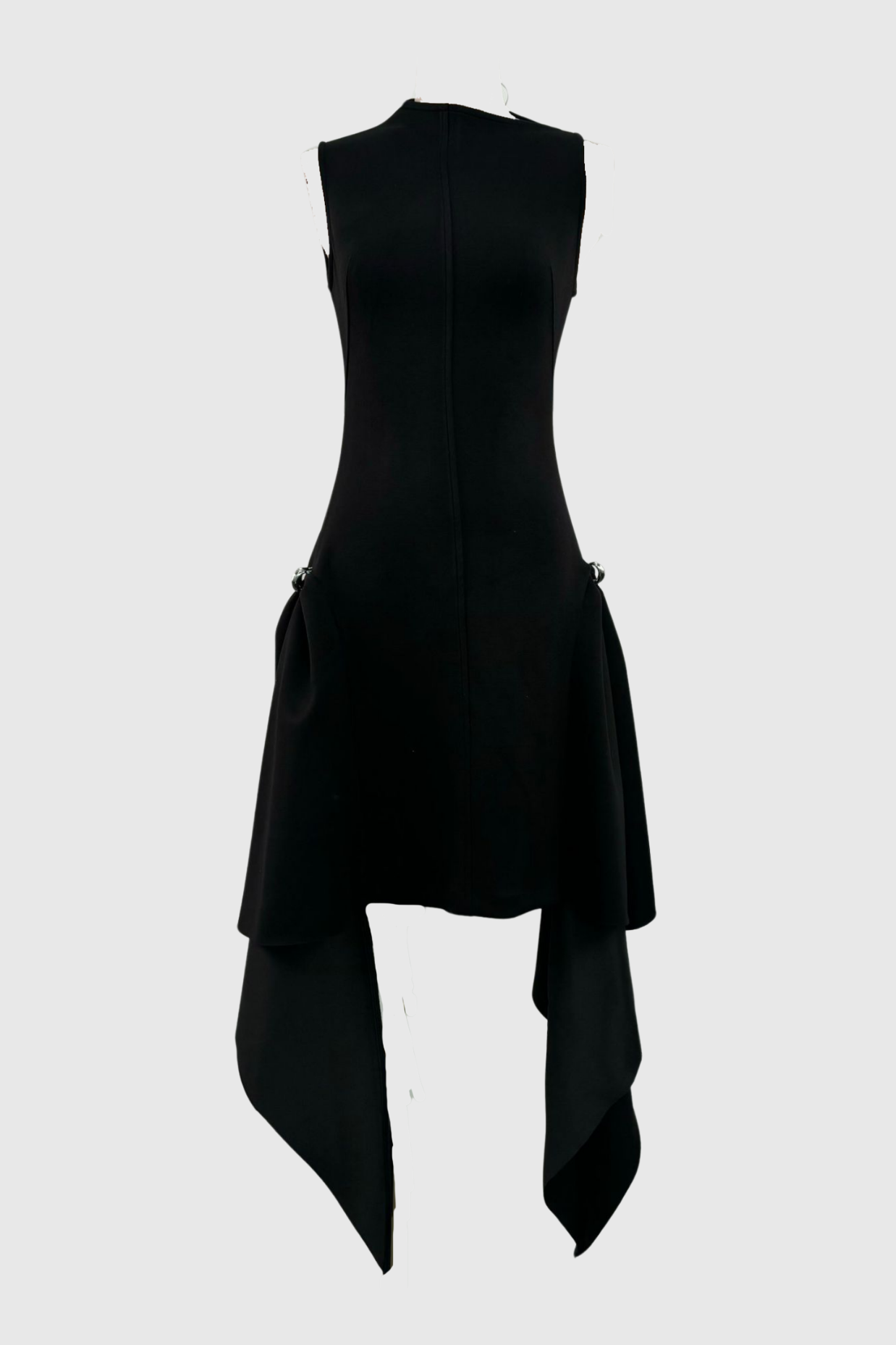 Oadao Symmetric Drapes Mini Dress - Black