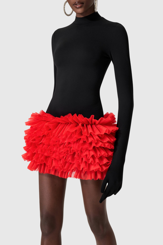 Raiden Ruffle Contrast Color Mini Dress