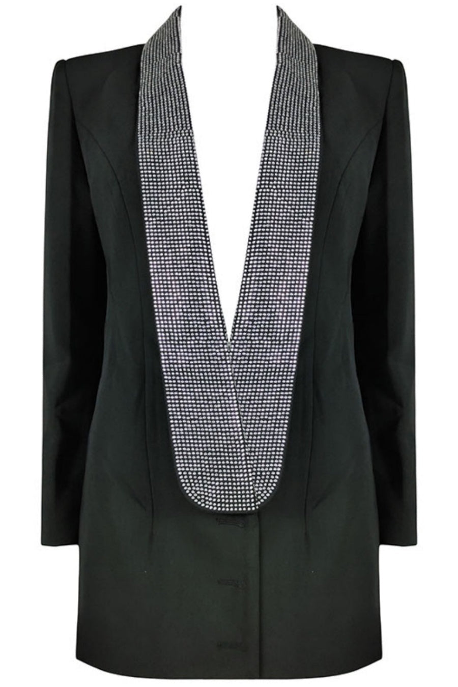 Scarlett Crystal Embellished Cutout Blazer Dress - Black