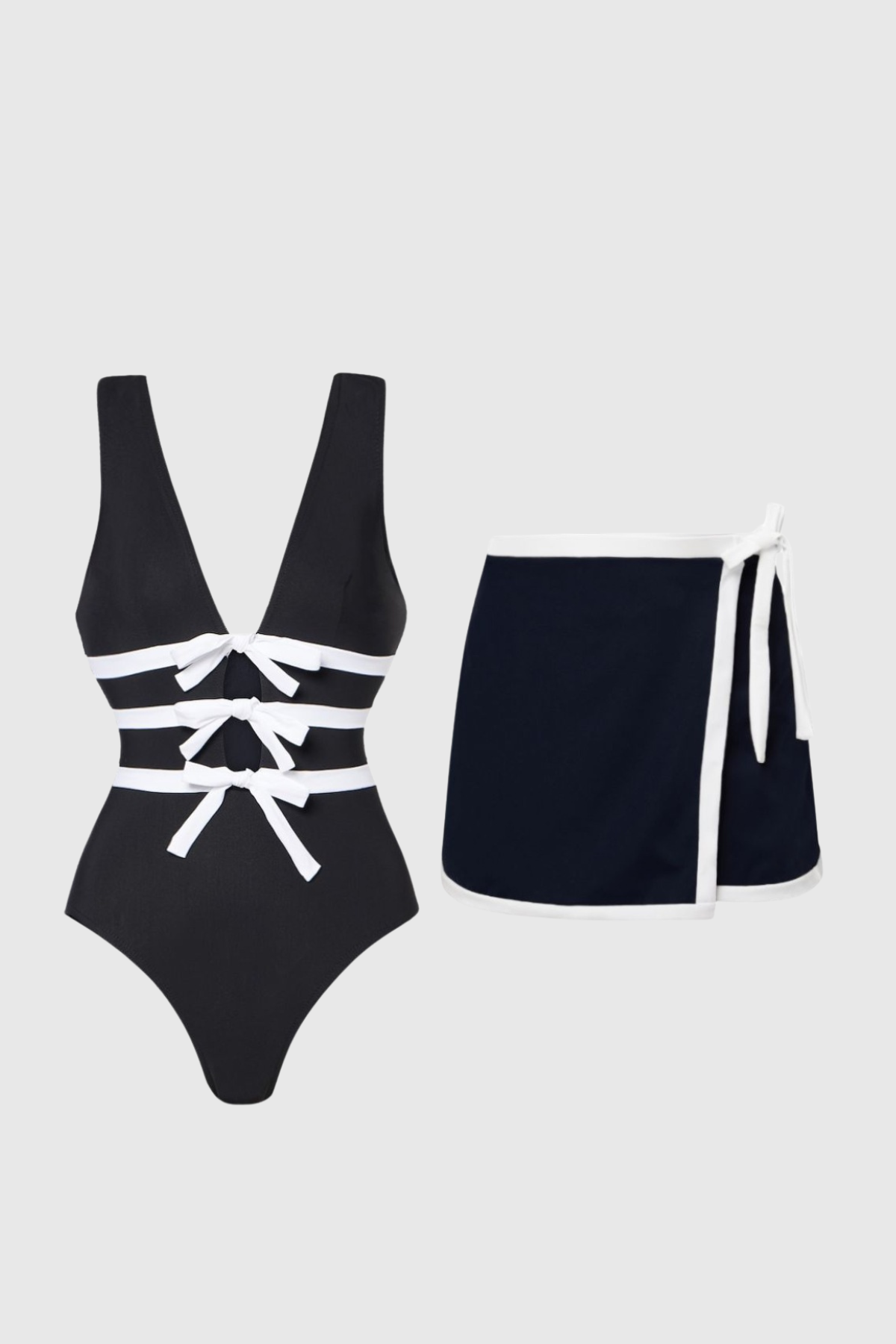 Winter Plunge Bow Skirt Set