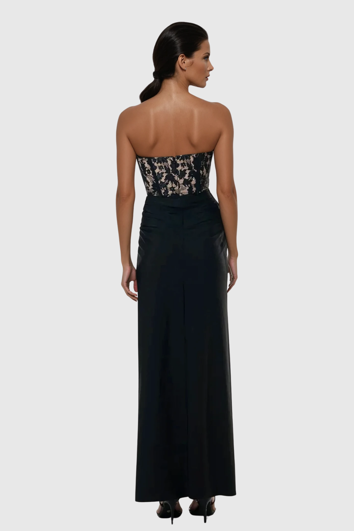 Yadon Lace Corset Strapless Maxi Dress