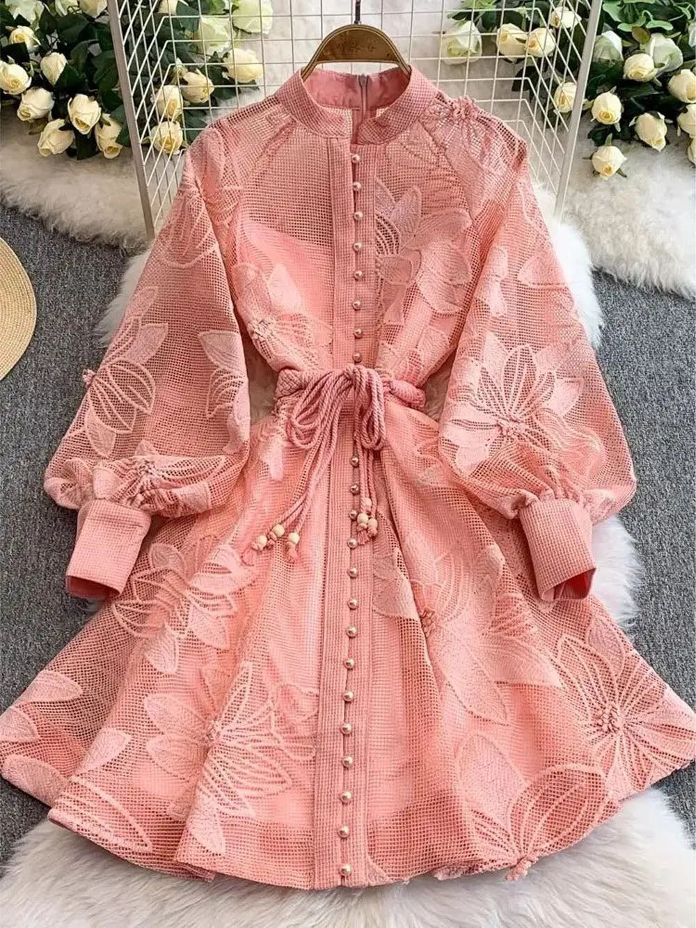 Caroline Floral Mesh Mini Dress