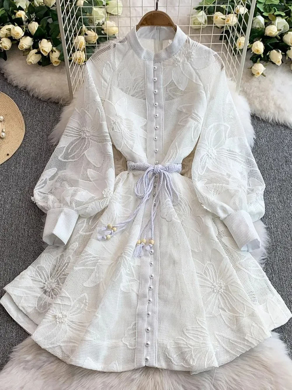 Caroline Floral Mesh Mini Dress